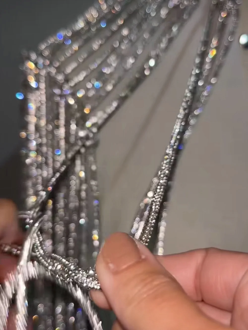 Crystal Fringe Statement Collar Cape - Silver Sparkly Stunning!